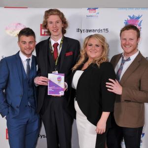 Mark Flood collecting his Young Scot Award with the cast of River City
