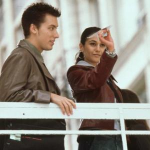 Still of Lance Bass and Emmanuelle Chriqui in On the Line 2001