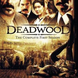 Brad Dourif Powers Boothe Ian McShane Timothy Olyphant and Molly Parker in Deadwood 2004