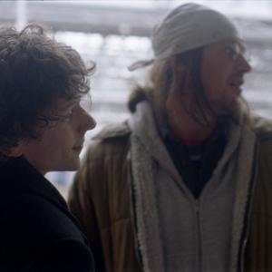 Still of Jesse Eisenberg and Jason Segel in The End of the Tour (2015)