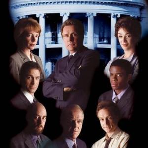 Rob Lowe Martin Sheen Allison Janney Dul Hill Moira Kelly Richard Schiff John Spencer and Bradley Whitford in The West Wing 1999