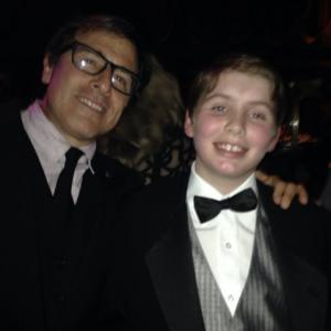 Zachariah Supka and Director David O Russell at the American Hustle premier NYC December 2013