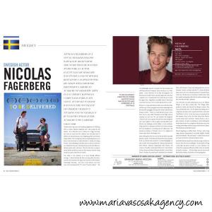 My client, Actor Nicolas Fagerberg, 2 pg spread in Hollywood Weekly Magazin August 2015 issue.