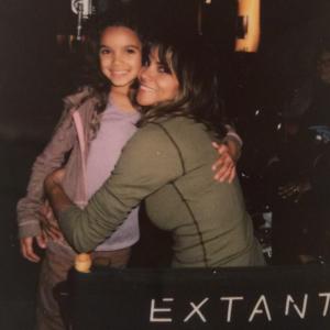 McKenna Roberts with Halle Berry on the set of Extant