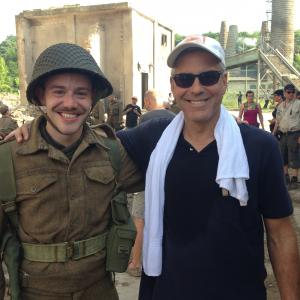 With George Clooney on set of The Monuments Men