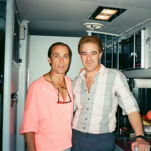 1990 Warren with his friend from his MGM in Reno performing days Lee Greenwood in his touring bus at a concert in Florida while I was shooting Arrive Dig the hair color I had in the film