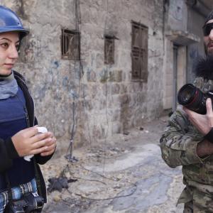 Matthew VanDyke and Nour Kelze filming Not Anymore A Story of Revolution in Aleppo Syria 2012