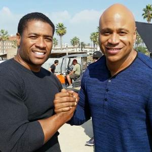 LL Cool J and Mandell Frazier on set of CBSs NCIS Los Angeles