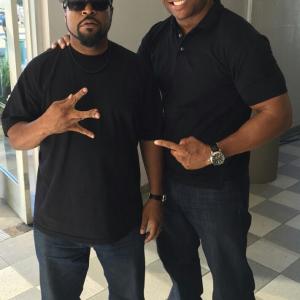 Ice Cube and Mandell Frazier on set of Universal Pictures Straight Outta Compton