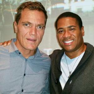 Oscarnominated actor Michael Shannon and Mandell Frazier at event of 99 Homes Screening Landmark Theaters  Los Angeles CA
