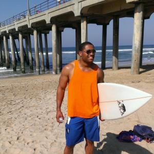 Mandell Frazier on set of Huntington Beach Tourism Commercial Shoot