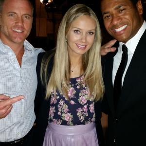 Sean Carrigan, Melissa Ordway and Mandell Frazier on set of CBS's 