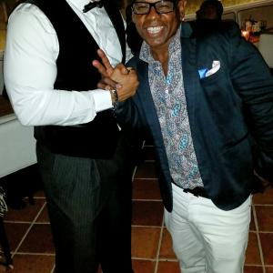 Comedian Anthony Scruncho McKinley and Mandell Frazier at event of 2015 UPTOWN PreOscars Gala celebrating producerdirector Lee Daniels Fig  Olive Restaurant  West Hollywood CA