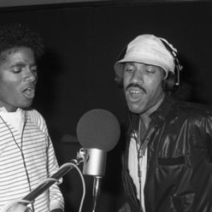 Michael Jackson and Lionel Richie composing and recording at Lion Share Recording Studios in Los Angeles