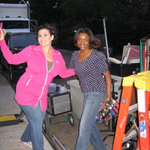Raven Cinello and Sherry Marshall on set of Cadbury Clusters Commercial.