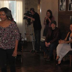 Raven Cinello, Actress with Stacey McKenzie, the International Supermodel and TV Personality and Evan Biddell Project Runway Canada Winner and an amazing designer at her Walk This Way Workshops in Toronto.