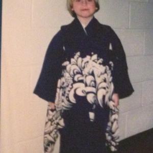 Kimono-clad and courageous: in costume as Cio-Cio-San's child, Madama Butterfly, 1988