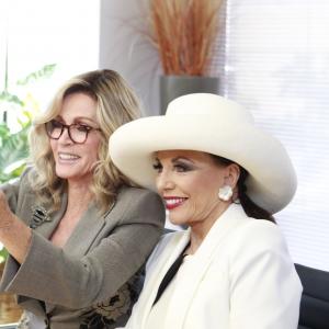 Still of Joan Collins and Donna Mills in Queens of Drama (2015)