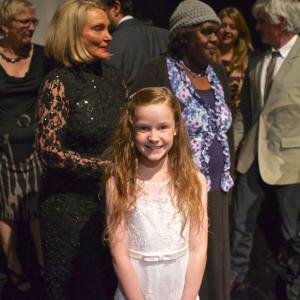 Lily Pearl on Stage with the Cast & Crew of Tracks, at the opening night of the Adelaide film Festival's Premiere of Tracks. Lily Pearl with Robyn Davidson, John Curran, Emile Sherman & Antonia Barnard.