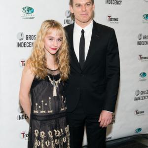 Sophia Anne Caruso and Michael C Hall costars Lazarus after party Gross Indecency