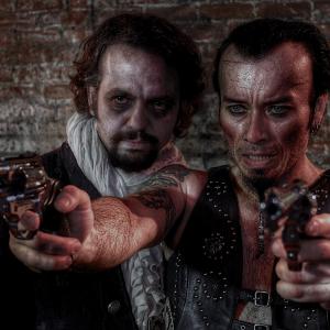 Todd Jenkins as the POET with Billy Blair as the THIEF on the set of BLOOD SOMBRERO