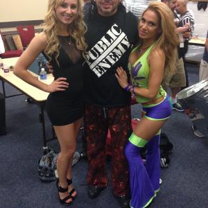Julie Ann Dawson with pro wrestlers Matt Hardy and Reby Sky at the House of Hardcore The West Coast Invasion American Icon show 2014