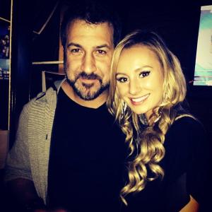 Julie Dawson with Joey Fatone at the 
