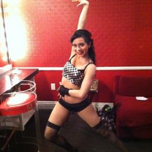 Yasmin Zakher striking a pose backstage at the Avalon in Hollywood CA