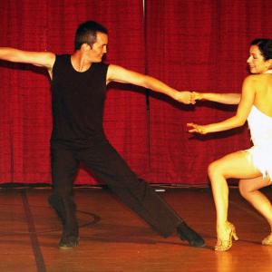 Billy Parish and Yasmin Zakher performing a Cha Cha at USA Dance, L.A. Chapter showcase.