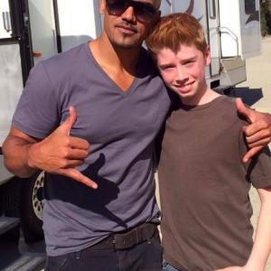 Shemar Moore and Steven Dady on the set of Criminal Minds 2014