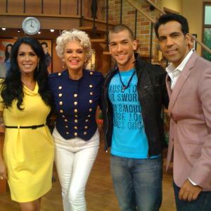 On the set of Escándalo TV. CO hosting with Marissa Del Portillo, Charityn Goyco & Felipe Viel.