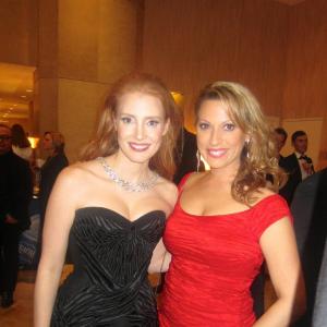 Jessica Chastain and Michelle Romano at the Golden Globes