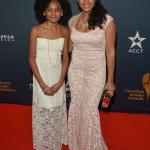 Shailyn Pierre-Dixon with her mother, actress Christina Dixon, on the Canadian Screen Awards Red Carpet