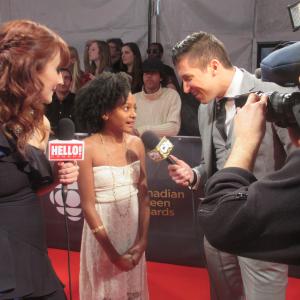Shailyn Pierre-Dixon talking with Hello! Canada and CityTV on the Canadian Screen Awards Red Carpet