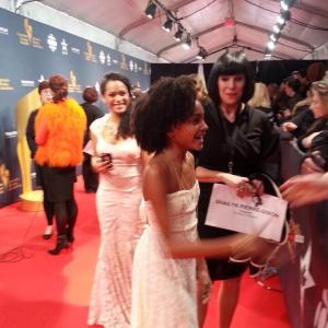 Shailyn Pierre-Dixon shaking hands with fans at the Canadian Screen Awards Red Carpet