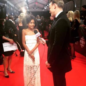 Shailyn Pierre-Dixon with ETalk on the Red Carpet at the Canadian Screen Awards.