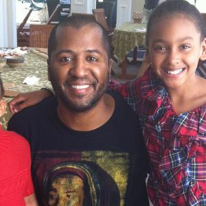 Shailyn Pierre-Dixon (Right) on set 'The Best Man Holiday' with Director Malcolm D. Lee and Allison Augustin (Left)