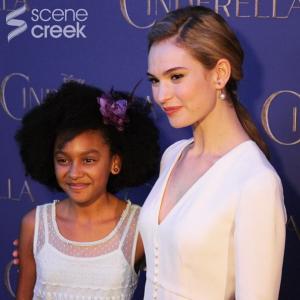 Shailyn with Lily James (Cinderella) at the Toronto Premiere of Disney's 'Cinderella'
