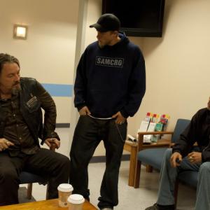 Still of Tommy Flanagan Charlie Hunnam and David Labrava in Sons of Anarchy 2008