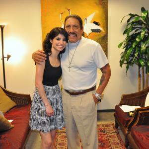 Romina and Danny Trejo on the set of The Insomniac.
