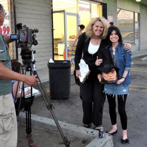 Romina and director Megan Clare Johnson on the set of Stealing Roses