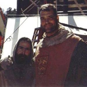 Cameron Beach with Jeff Chase on the set of The Black Knight 2001