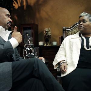 Filming on location with Steve Harvey and Mayor Dixon for his show.