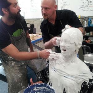 Behind the scenes of Starry Eyes in special effects makeup creating a plaster mold of Natalies face