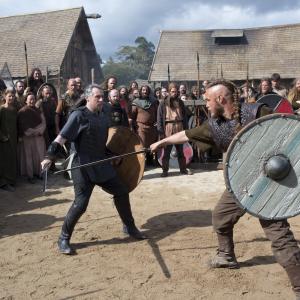 Still of Gabriel Byrne and Travis Fimmel in Vikings Burial of the Dead 2013
