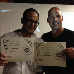 Joe Nieves, Best Supporting Actor, and Joe Basile, Best Director, at the Downtown Film Festival, Los Angeles. WEST END