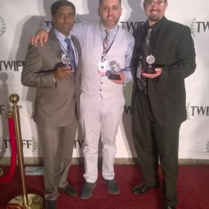 Award winners on the Red Carpet at TWIFF with Chandu Yarrum, Alex Tello and Brandon M Freer
