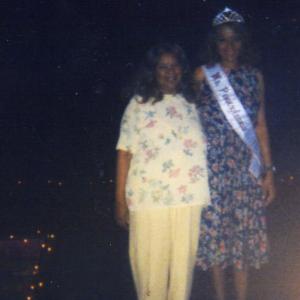Ms. Pennsylvania 2004 Maria Frisby standing on the catwalk at her national pageant in Bloomingdale, Illinois.