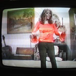 Maria Frisby performing a skit on the set of Time Warner Cable's The Dave Gold Show in New York, N.Y