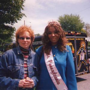 Ms. Pennsylvania 2004 Maria Frisby and BOB 94.9 FM on-air radio personality Sandy at a Special Olympics event. Ms. Pennsylvania 2004 Maria Frisby was the honorary chairman at the event.